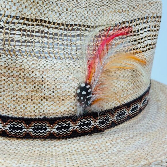 Stylish Straw Cowboy Hat with Feathered Hat Band - Picture 5 of 8